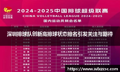 深圳排球队创新高排球状态排名引发关注与期待